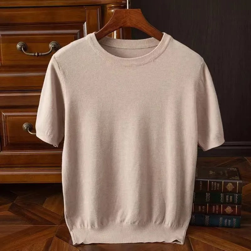 Kaschmir-T-Shirt | Kurzarm | Strick | Herrenbekleidung-HauteBerlin