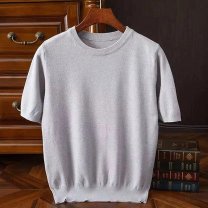 Kaschmir-T-Shirt | Kurzarm | Strick | Herrenbekleidung-HauteBerlin