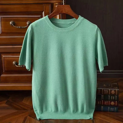 Kaschmir-T-Shirt | Kurzarm | Strick | Herrenbekleidung-HauteBerlin