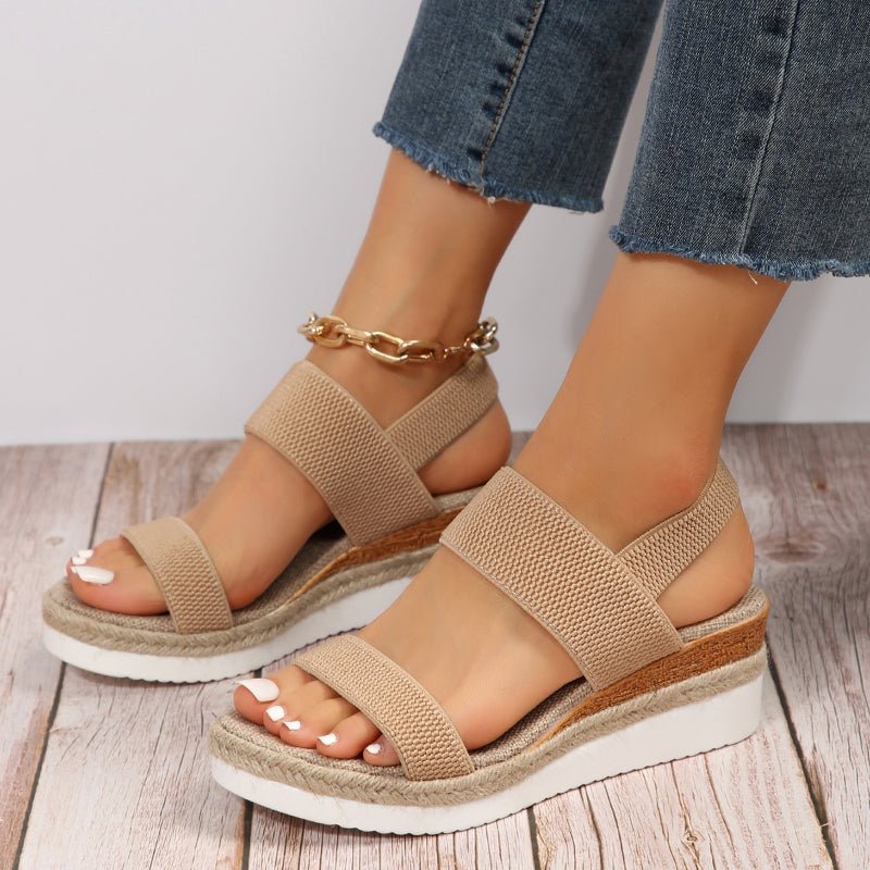 Keilsandalen | Elastische Riemen | Slip-On | Plateausandalen | Damen-HauteBerlin