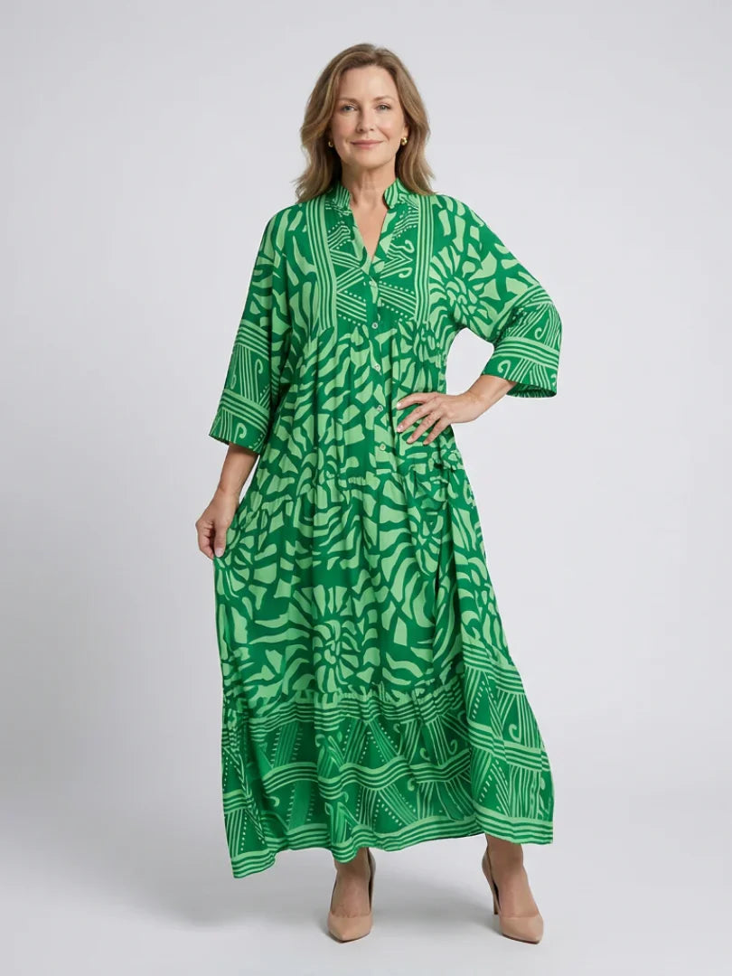 Kleid mit Knopfleiste | Langarm | Lockere Passform | Hemdkleid | Sommer-Maxikleid-HauteBerlin