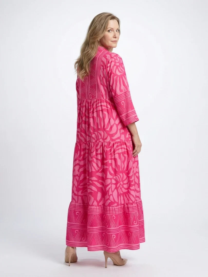 Kleid mit Knopfleiste | Langarm | Lockere Passform | Hemdkleid | Sommer-Maxikleid-HauteBerlin