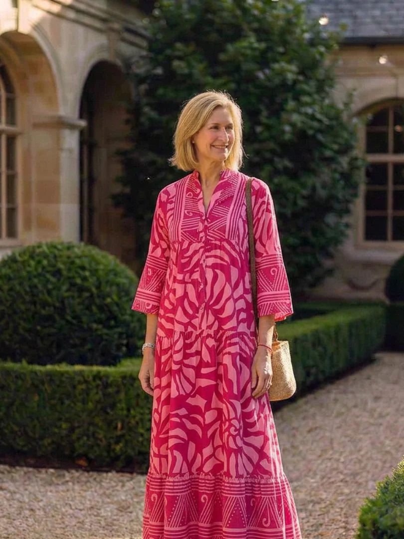 Kleid mit Knopfleiste | Langarm | Lockere Passform | Hemdkleid | Sommer-Maxikleid-HauteBerlin