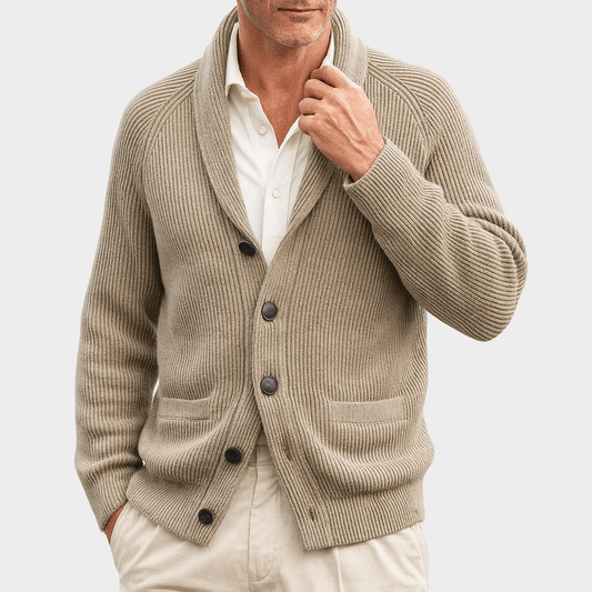 Knopfleiste-Strickjacke – Warm – Gerippt – Gestrickte Strickjacke – Herren-Strickjacke-HauteBerlin