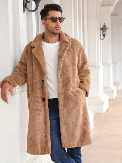 Kunstpelzmantel - Flauschiger mittellanger Kunstpelz-Wintermantel für Männer-HauteBerlin