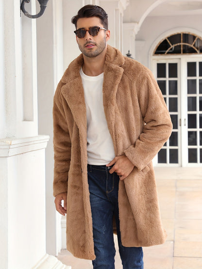 Kunstpelzmantel - Flauschiger mittellanger Kunstpelz-Wintermantel für Männer-HauteBerlin