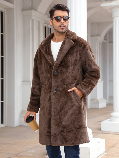 Kunstpelzmantel - Flauschiger mittellanger Kunstpelz-Wintermantel für Männer-HauteBerlin