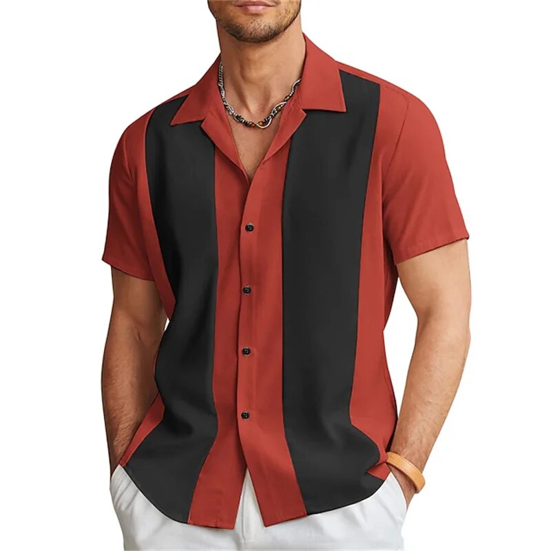 Kurzarmhemd | Gestreift | Button-Up | Sommerhemd | Herrenhemden-HauteBerlin