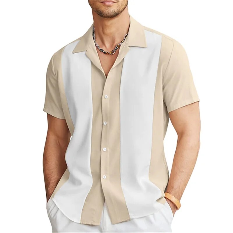 Kurzarmhemd | Gestreift | Button-Up | Sommerhemd | Herrenhemden-HauteBerlin