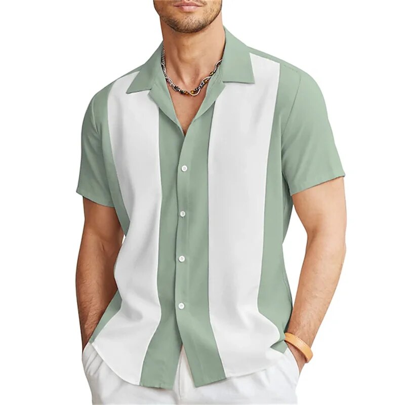 Kurzarmhemd | Gestreift | Button-Up | Sommerhemd | Herrenhemden-HauteBerlin