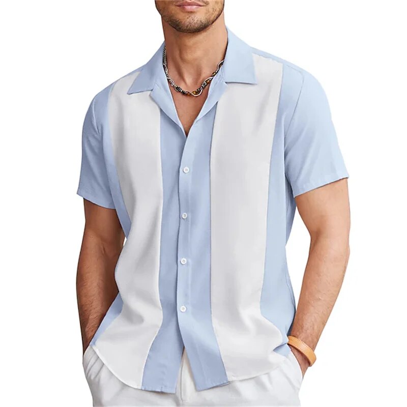 Kurzarmhemd | Gestreift | Button-Up | Sommerhemd | Herrenhemden-HauteBerlin