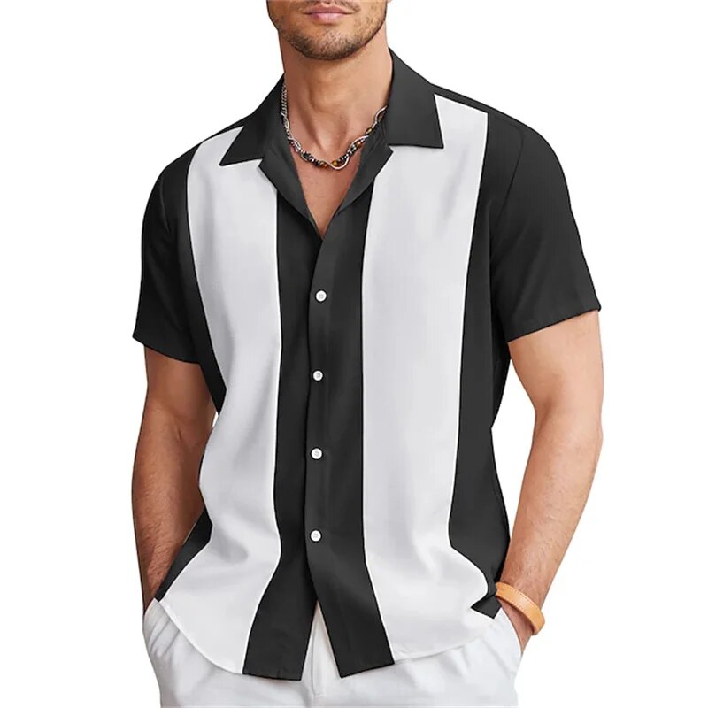 Kurzarmhemd | Gestreift | Button-Up | Sommerhemd | Herrenhemden-HauteBerlin
