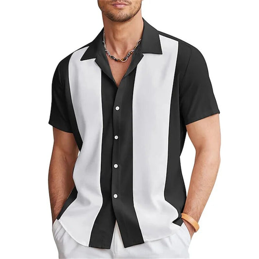 Kurzarmhemd | Gestreift | Button-Up | Sommerhemd | Herrenhemden-HauteBerlin