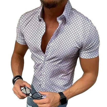 Kurzarmhemd – Slim-Fit-Schnitt – mit Knöpfen – Herrenhemden-HauteBerlin