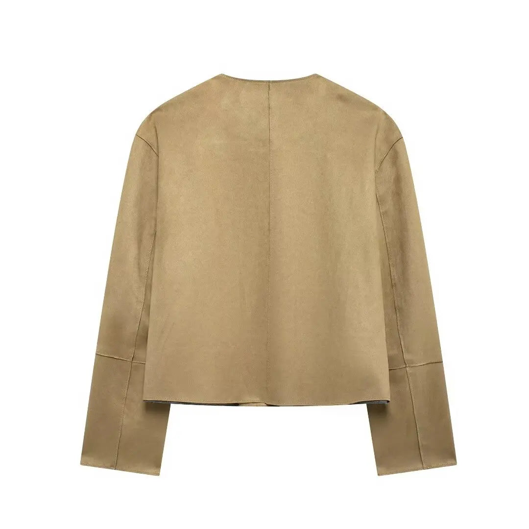 Kurze Jacke – Beige – Leicht – Blazerjacke – Damenjacke-HauteBerlin