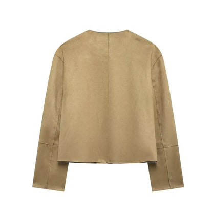 Kurze Jacke – Beige – Leicht – Blazerjacke – Damenjacke-HauteBerlin