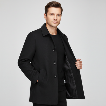Kurzer Trenchcoat – Einreihig – Maßgeschneidert – Winter-Trenchcoat – Herrenjacke-HauteBerlin