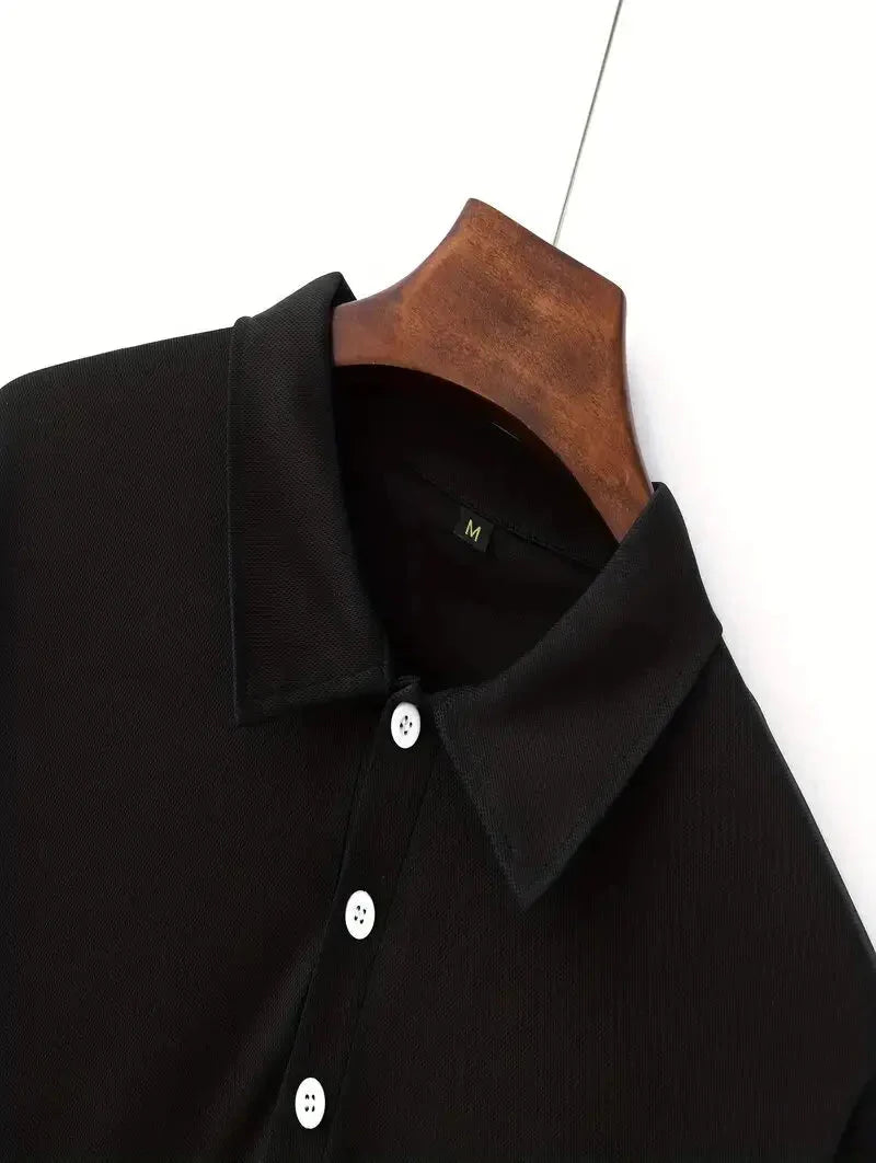 Langarm-Polohemd – Atmungsaktiv – Halbgeknöpft – Polohemd – Herrenhemden-HauteBerlin