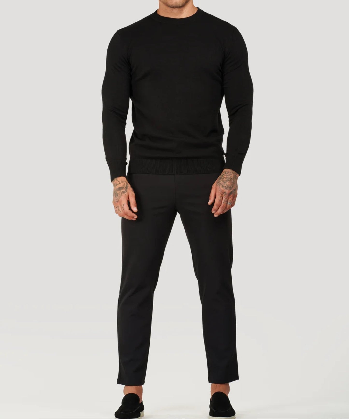 Langarm-T-Shirt – Einfarbig – Hoher Kragen – Pullover – Herrenhemd-HauteBerlin