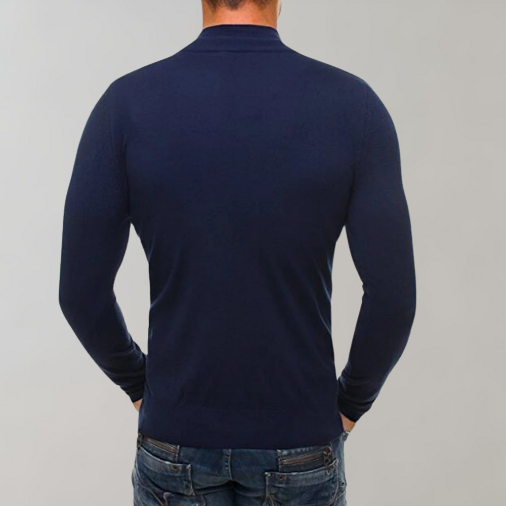 Langarm-T-Shirt – halber Reißverschluss – schmal geschnitten – Shirt mit Viertelreißverschluss – Herren-Shirts-HauteBerlin