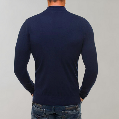 Langarm-T-Shirt – halber Reißverschluss – schmal geschnitten – Shirt mit Viertelreißverschluss – Herren-Shirts-HauteBerlin