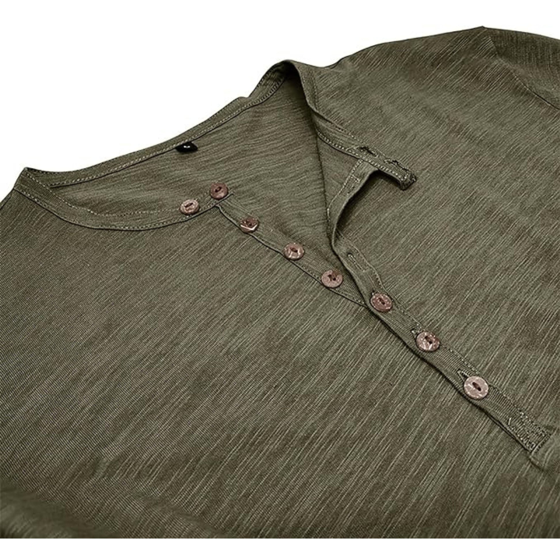 Langärmeliges T-Shirt - Herren Casual Plain Buttoned Up Henley Shirt-HauteBerlin