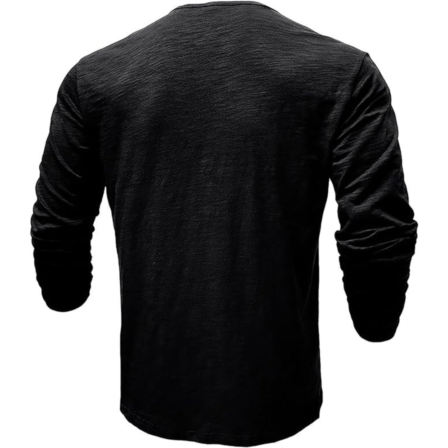 Langärmeliges T-Shirt - Herren Casual Plain Buttoned Up Henley Shirt-HauteBerlin