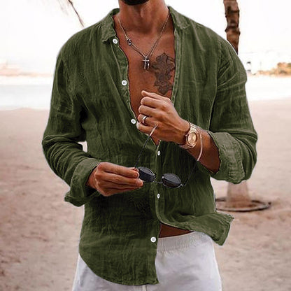 Langarmhemd - Button-Up - Leichtgewicht - Leinenhemd - Herrenhemden-HauteBerlin
