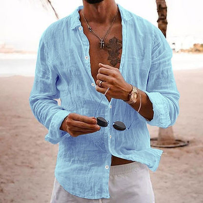 Langarmhemd - Button-Up - Leichtgewicht - Leinenhemd - Herrenhemden-HauteBerlin