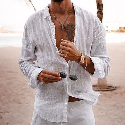 Langarmhemd - Button-Up - Leichtgewicht - Leinenhemd - Herrenhemden-HauteBerlin