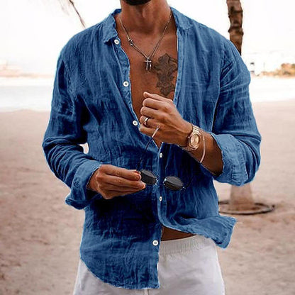 Langarmhemd - Button-Up - Leichtgewicht - Leinenhemd - Herrenhemden-HauteBerlin