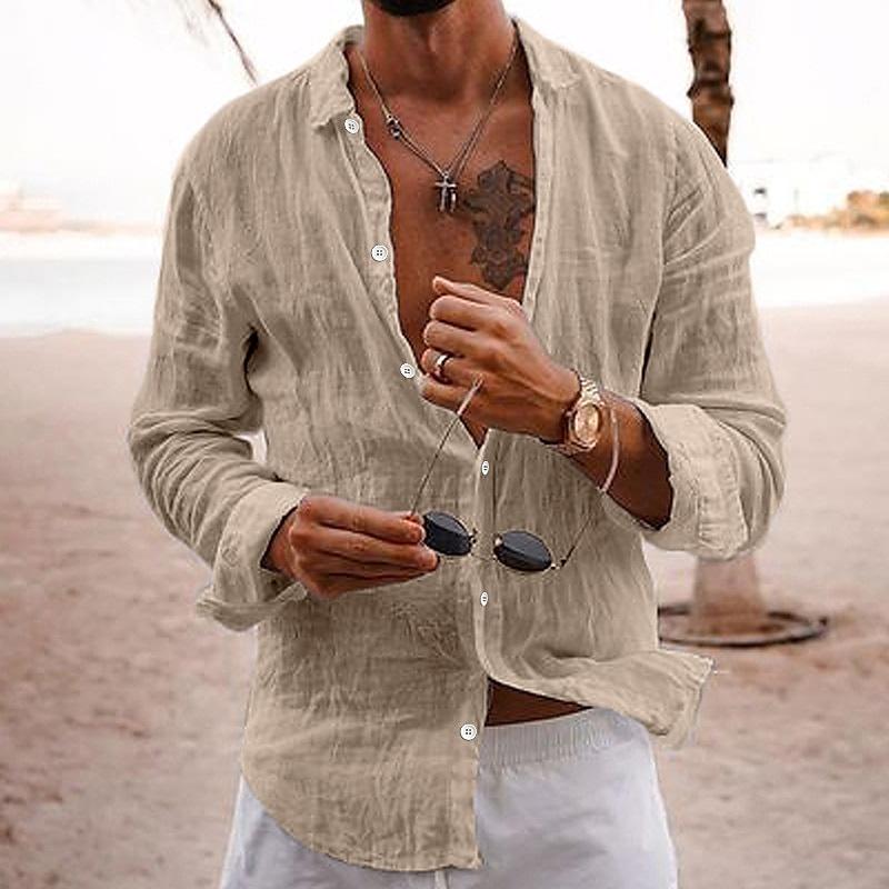 Langarmhemd - Button-Up - Leichtgewicht - Leinenhemd - Herrenhemden-HauteBerlin