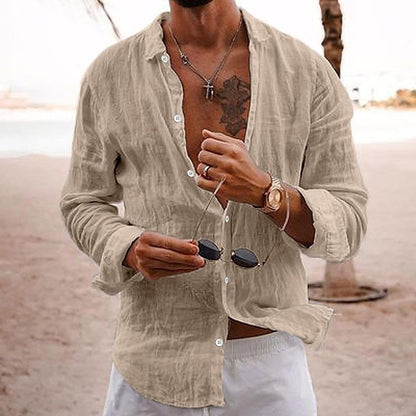 Langarmhemd - Button-Up - Leichtgewicht - Leinenhemd - Herrenhemden-HauteBerlin