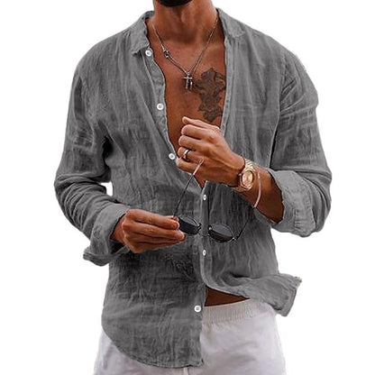 Langarmhemd - Button-Up - Leichtgewicht - Leinenhemd - Herrenhemden-HauteBerlin