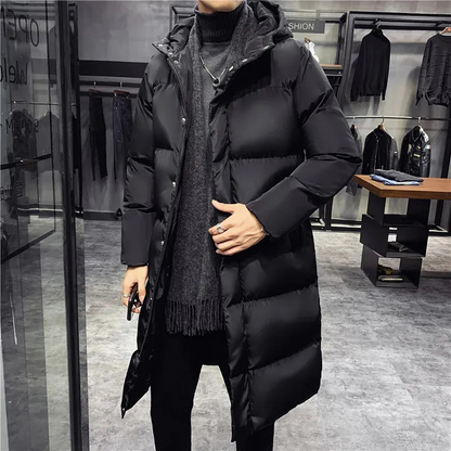 Lange Daunenjacke – Warmer Wintermantel mit Kapuze für Männer-HauteBerlin