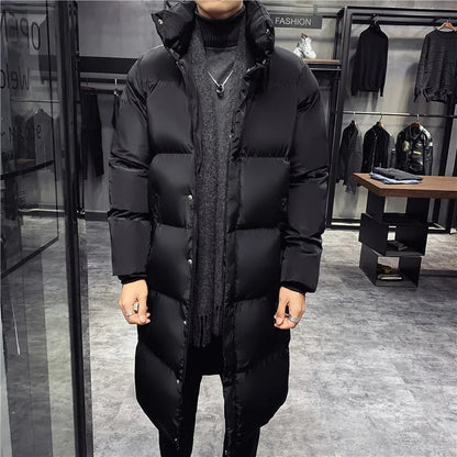 Lange Daunenjacke – Warmer Wintermantel mit Kapuze für Männer-HauteBerlin