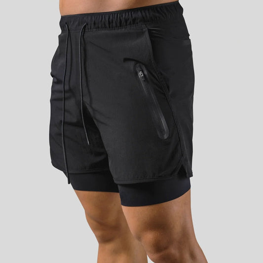Laufshorts - Herren 2-in-1 Sport Gym Shorts mit Taschen-Chaps Herrenmode