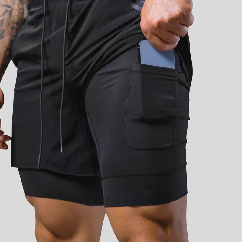 Laufshorts - Herren 2-in-1 Sport Gym Shorts mit Taschen-HauteBerlin
