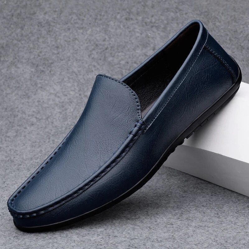 Leder Loafers - Slipper - Bequem - Mokassin - Herrenschuhe-Blau-38-HauteBerlin