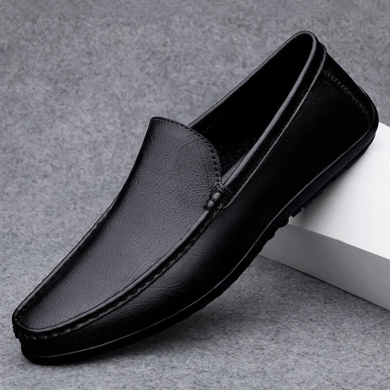Leder Loafers - Slipper - Bequem - Mokassin - Herrenschuhe-Schwarz-38-HauteBerlin