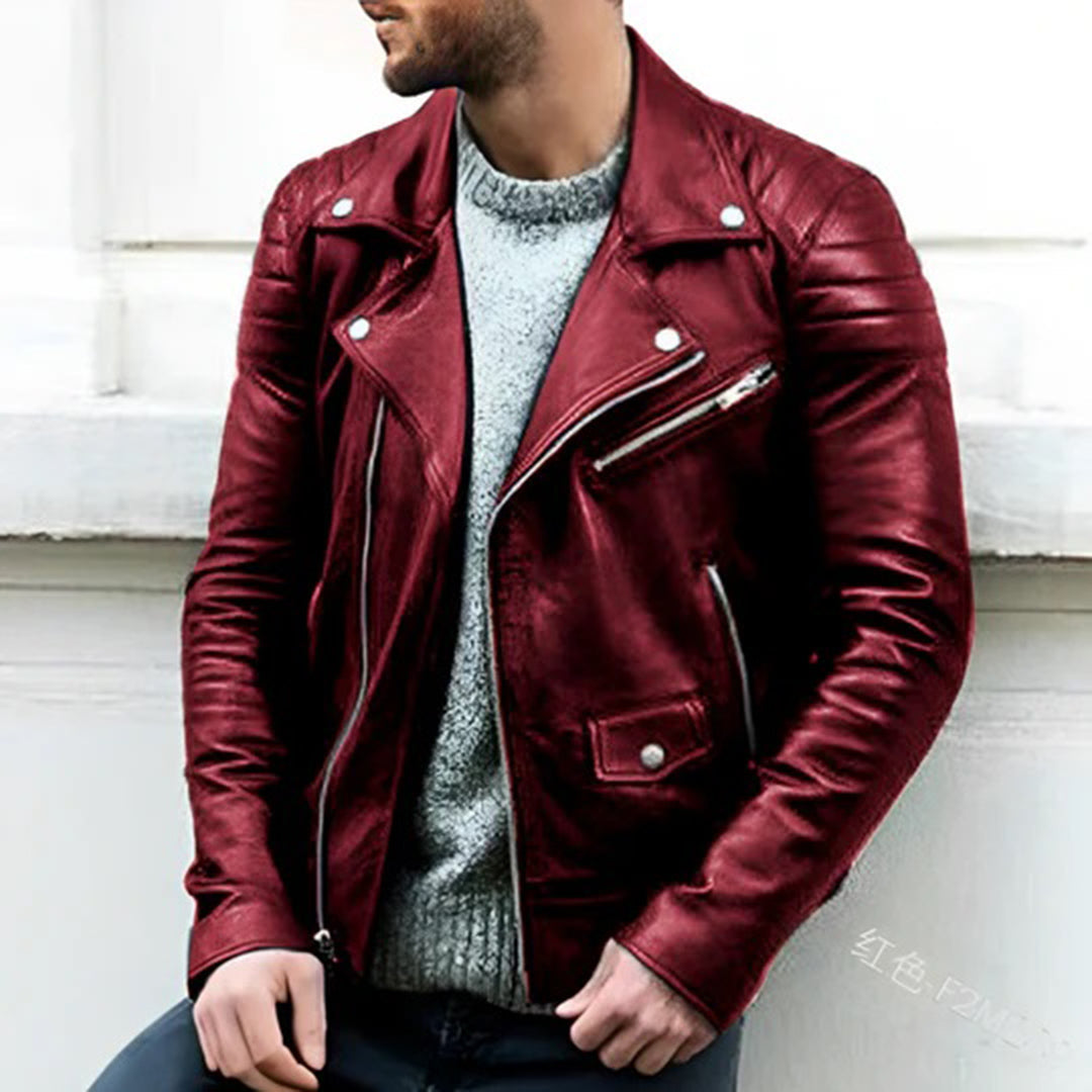 Lederjacke – Herren-Motorradjacke aus Leder mit Reißverschluss-HauteBerlin