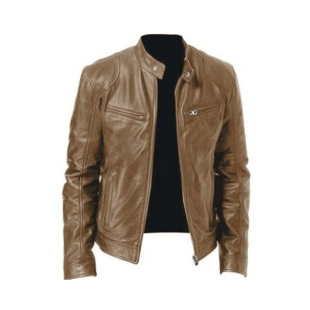 Lederjacke – Klassische Herren-Bikerjacke mit Reißverschluss für den Herbst-HauteBerlin