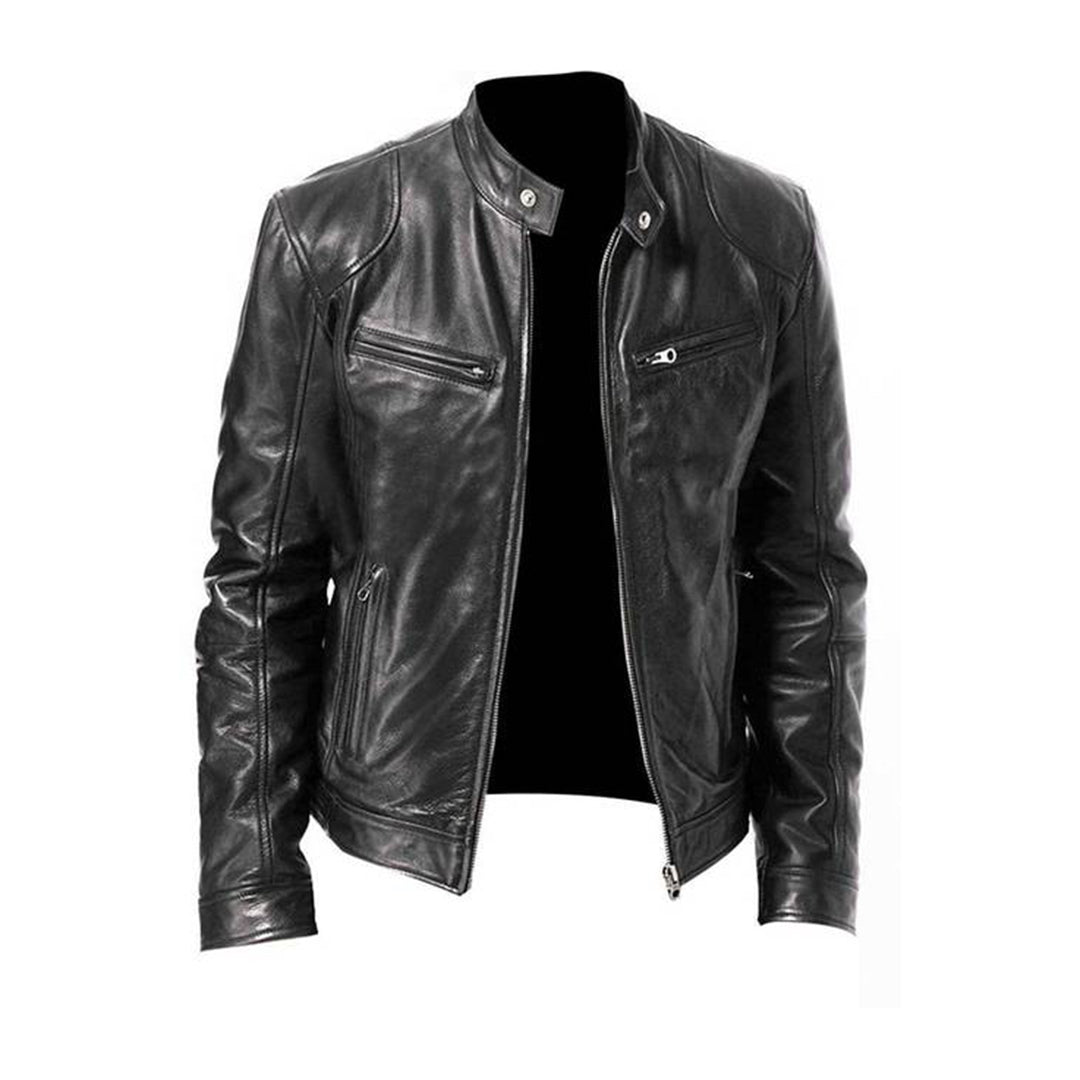 Lederjacke – Klassische Herren-Bikerjacke mit Reißverschluss für den Herbst-HauteBerlin