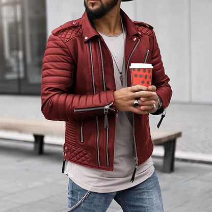 Lederjacke | Reißverschluss | Normale Passform | Bikerjacke | Herrenlederjacke-HauteBerlin