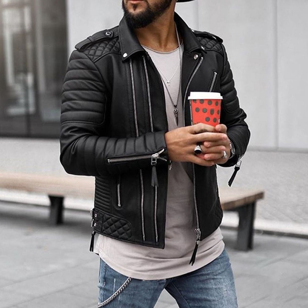 Lederjacke | Reißverschluss | Normale Passform | Bikerjacke | Herrenlederjacke-HauteBerlin