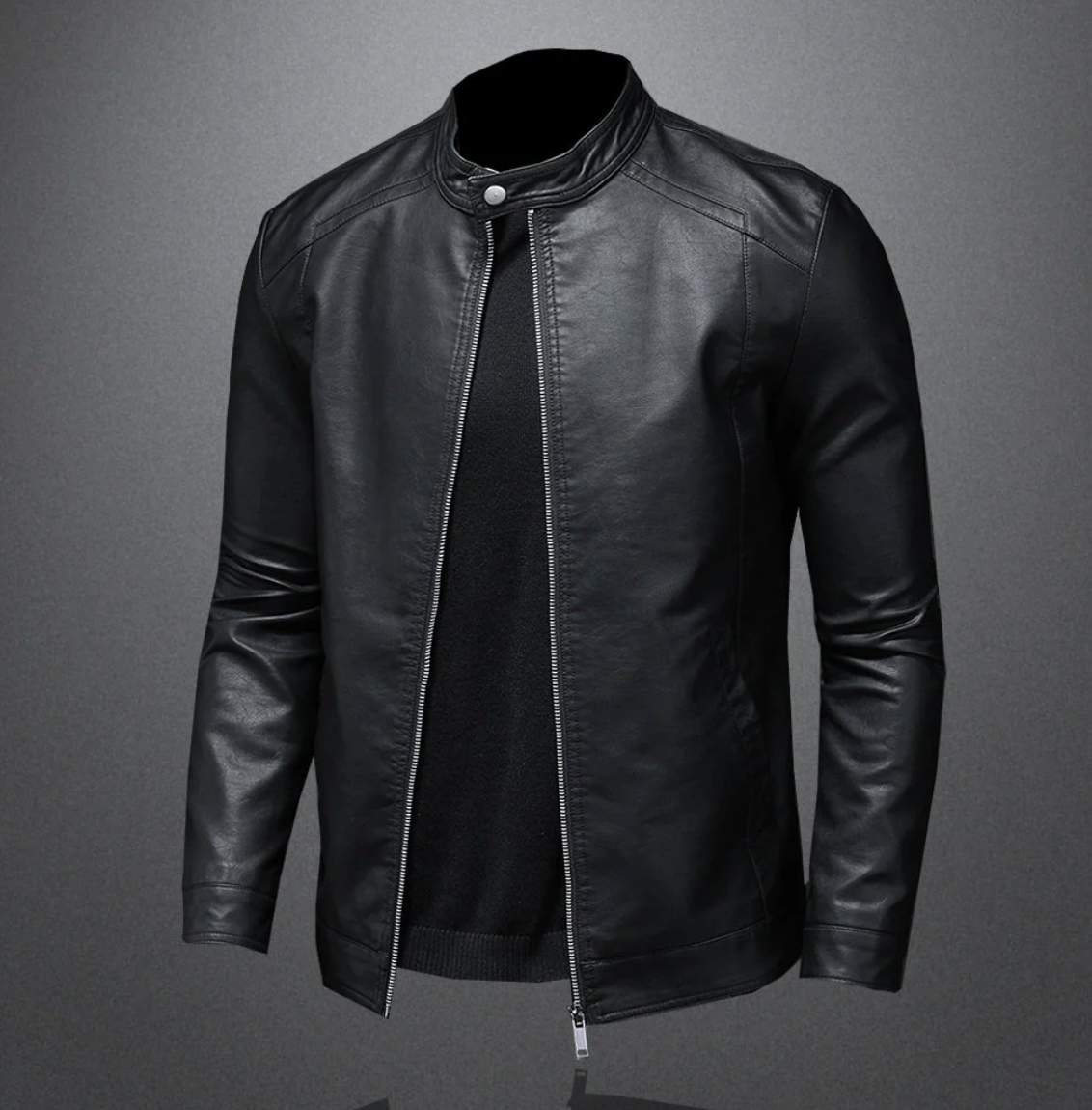Lederjacke – Reißverschluss – Slim Fit – Bikerjacke – Herren-Lederjacke-HauteBerlin