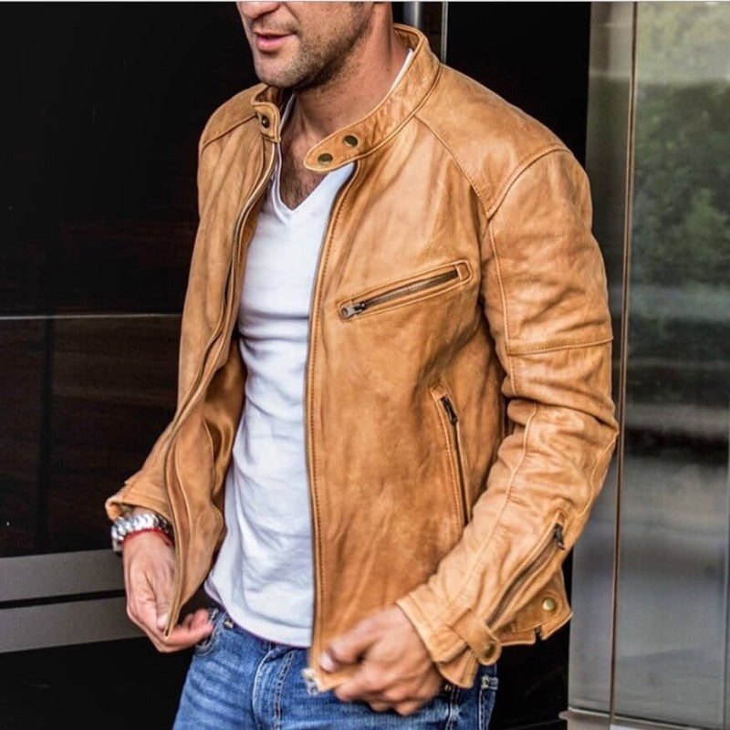 Lederjacke | Retro | Reißverschluss | Bikerjacke | Herrenjacke-HauteBerlin