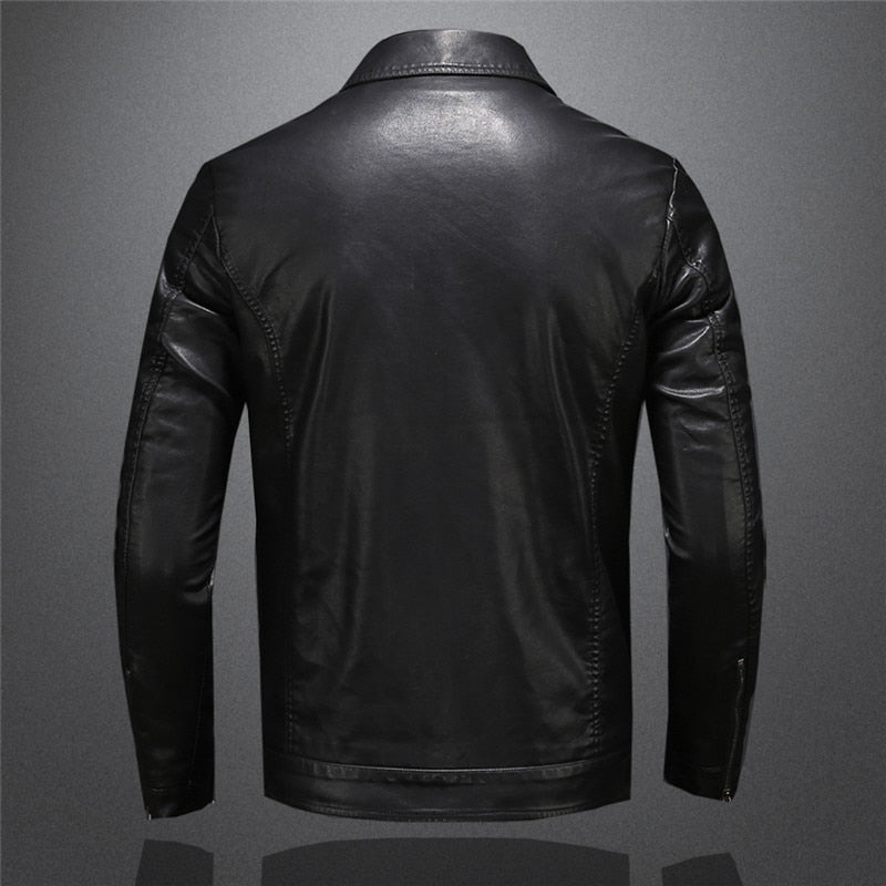 Lederjacke - Schwarze Slim Fit Kunstlederjacke für Männer-HauteBerlin