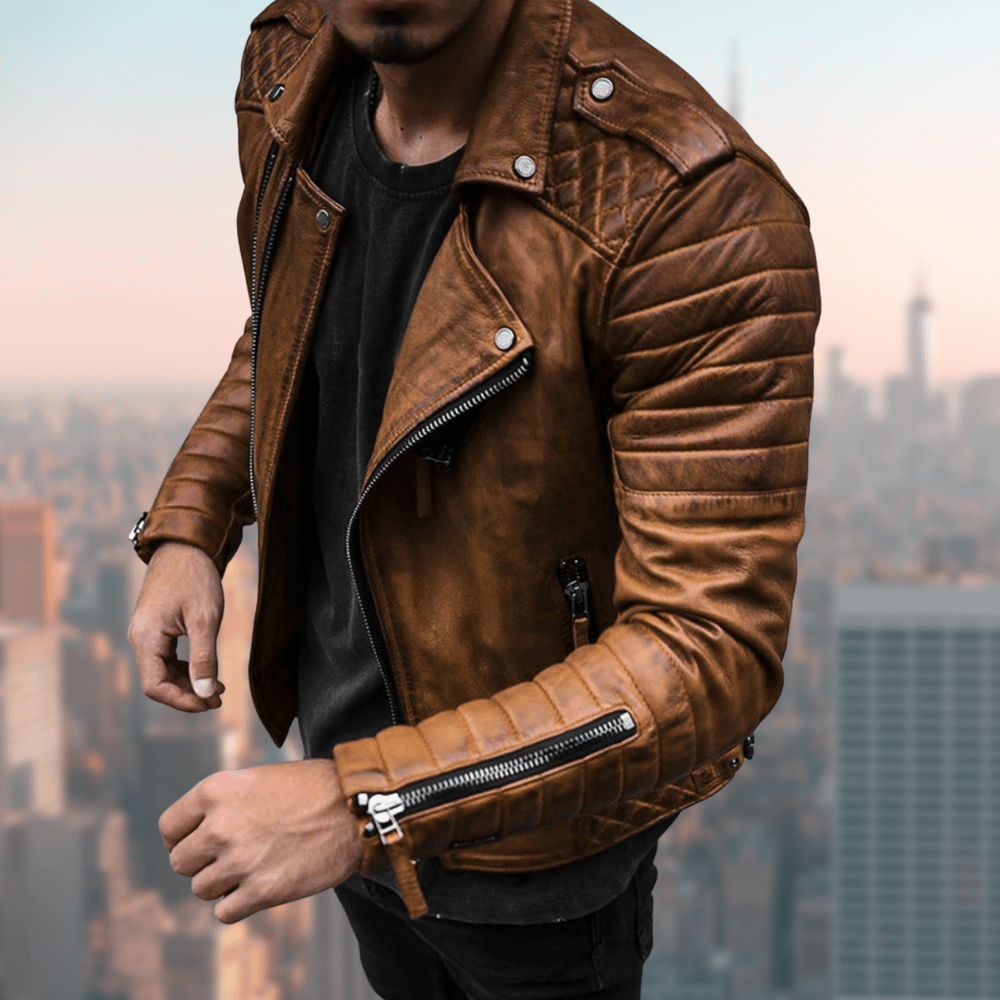 Lederjacke - Zip-Up - Kunstleder - Lederjacke für Männer - Bikerjacke-HauteBerlin