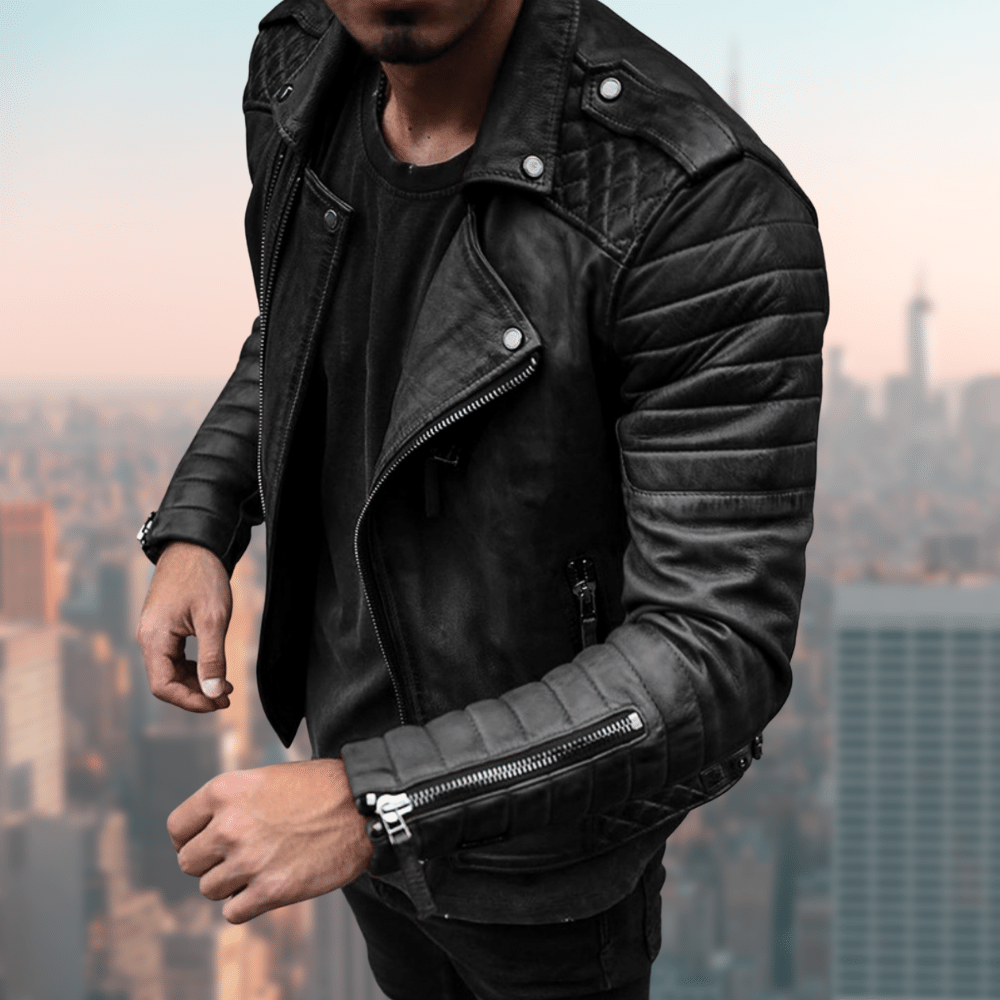 Lederjacke - Zip-Up - Kunstleder - Lederjacke für Männer - Bikerjacke-HauteBerlin